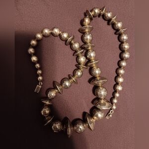 Sterling silver saucer and beads navajo necklace taxco